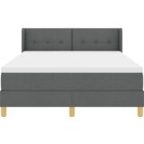 vidaXL Box Spring Krevet s Madracem Tamno Sivi 140x190 cm Tkanina, Uzglavlje s Dugmadi Tamno Sivo 140 cm Tkanina | shoptok.hr