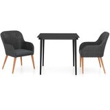  3-dijelni vrtni blagovaonski set s jastucima crni | shoptok.hr