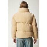  Women's Cream Stand-up Collar Fluffy Puffer Coat | Eponuda.ba