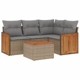 Maison Chic Seti vrtnega pohištva - Vrtna garnitura - Vrtni pohištvo set 5-delna z blazinami bež poli ratan, (21819289) | Shoptok.si