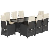  9-dijelni vrtni blagovaonski set s jastucima crni od poliratana | shoptok.hr