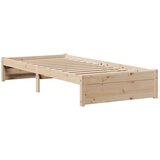 vidaXL Posteljni okvir z vzglavjem bel 75x190 cm trdna borovina | Shoptok.si
