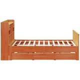  Knjižna postelja brez vzmetnice vošč. rjava 200x200 cm borovina, (21611208) | Shoptok.si