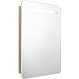 Maison Chic LED Kopalniška omarica - Kopalniški kabinet z ogledalom bela in hrast 60x11x80 cm, (21794991) | Shoptok.si