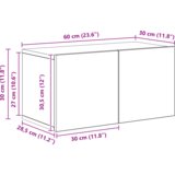  Set TV komoda Zidne Ostalo s pohranom s vratima 2 pcs Crni hrast 80 x 30 x 30 cm | shoptok.hr