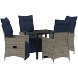 vidaXL set za objedovanje od 5 dijelova s jastučićima sivi poli ratan, vrtni stol crni 80x80x73 cm kaljeno staklo Cijene