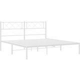 vidaXL Kovinski posteljni okvir z vzglavjem bel 135x190 cm | Shoptok.si