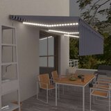 vidaXL Avtomatska tenda s senčilom LED + senzor 6x3 m modra in bela | Shoptok.si