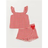LC Waikiki Square Neck Strap Patterned Baby Girl Blouse and Short Skirt 2-Piece Set