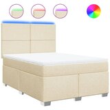 vidaXL Box spring postelja z vzmetnico krem 140x190 cm blago, (21321558) | Shoptok.si