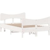 vidaXL Posteljni okvir z vzglavjem bel 120x200 cm trdna borovina | Shoptok.si