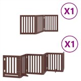vidaXL Ograda za pse z vrati zložljiva 9 panelov rjava 450 cm les | Shoptok.si