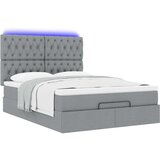 vidaXL Otomanski posteljni okvir z vzmetnico siv 140x190 cm blago | Shoptok.si