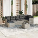vidaXL 8-dijelni set vrtnih sofa od poliratana s jastucima svjetlosivi Cijene