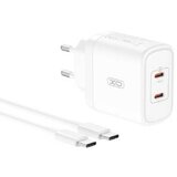 XO wall charger ce08 pd 50w 2x usb-c white + usb-c - usb-c cable ( GSM172517 ) | ePonuda.com