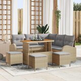 vidaXL Vrtna sedežna garnitura z blazino 9 pcs Bež in svetlo siva | Shoptok.si