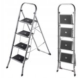 KADAX Gospodinjska lestev, 4-stopenjska zložljiva jeklena lestev, 150 kg, trdna, (5000357002) | Shoptok.si