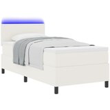 vidaXL Postelja z osnovo z vzmetnico & LED kremasta enoposteljna žametna tkanina, (22083418) u