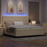  LED Box Spring Krevet s uzglavljem Krema 200 x 200 cm tkanina | Eponuda.ba