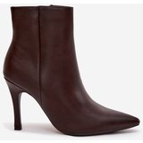 Boto Heated Women's Ankle Boots On Heel Eco Leather Chocolate Nolisse | shoptok.hr