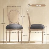  Kuhinjske stolice u setu od 2 meko tapecirane vintage dizajn izgled ratana sive | shoptok.hr
