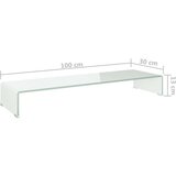 vidaXL Stalak za TV /Monitor Staklo Bijeli 100x30x13 cm | shoptok.hr