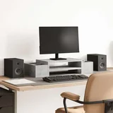 Stalak za monitor s pohranom boja betona 70 x 27 x 15 cm drveni