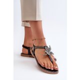 EVENTO Women's Flat Sandals With Decorative Flower Silver Edoni | Shoptok.si