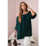 Kesi Spanish blouse with ruffles on the sleeve dark green | Shoptok.si