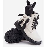 Kesi Leather insulated children's ankle boots with zipper with Vinceza bear white | shoptok.hr