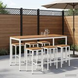  Stol za bar u vrtu Prirodna i bijela 196 x 80,5 x 105 cm | shoptok.hr