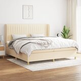  Krevet s oprugama i madracem krem 200 x 200 cm od tkanine | shoptok.hr