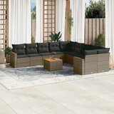vidaXL 11-dijelni set vrtnih sofa od poliratana s jastucima sivi | shoptok.hr