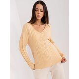 Fashion Hunters Beige sweater with cables Cene