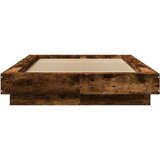vidaXL Posteljni okvir z LED lučkami dim. hrast 100x200 cm inž. les | Shoptok.si