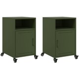 Maison Chic Dvo delni komplet Nočne omarice - Nočne mize olivno zelena 36x39x59 cm jeklo, (21689630) | Shoptok.si