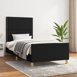 Maison Chic Posteljni okvir - Enojna postelja - Postelja za odrasle brez vzmetnice črn 100x200 cm blago-J7109, (21759371) | Shoptok.si