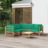  6-dijelna vrtna garnitura od bambusa sa zelenim jastucima | shoptok.hr
