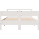 vidaXL Posteljni okvir z vzglavjem bel 140x190 cm trdna borovina, (21304138) | Shoptok.si