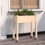vidaXL Korito s podlogo in kolesi 71x37x80 cm trden les jelke Cene