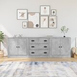 The Living Store Komode 3 kosi betonsko sive inženirski les - Komoda, (21661111) | Shoptok.si