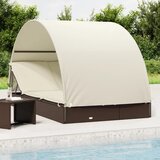 vidaXL Ležaj za sunčanje za 2 osobe smeđi 211 x 112 x 140 cm poliratan Cijene