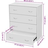  Komoda s 4 ladice 60 x 30,5 x 71 cm bijele | shoptok.hr
