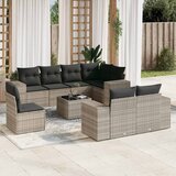 Maison Chic Seti vrtnega pohištva - Vrtna garnitura - Vrtni pohištvo set 9-delna z blazinami sv. siv poli ratan, (21797959) | Shoptok.si