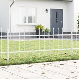 vidaXL vrtna ograja z bodicami, bela, 5,1 x 0,6 m, jeklo | Shoptok.si