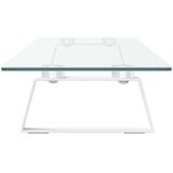  Stalak za monitor bijeli 100x20x8 cm kaljeno staklo i metal | shoptok.hr