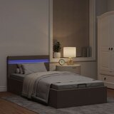  Hidraulični okvir za krevet od tkanine LED smeđe-sivi 90x200 cm | shoptok.hr