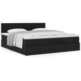vidaXL Otomanski posteljni okvir z vzmetnico črn 180x200 cm blago | Shoptok.si