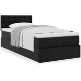 vidaXL Otomanski posteljni okvir z vzmetnico črn 80x200cm um. usnje | Shoptok.si