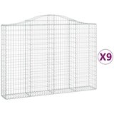  Obokane gabion košare 9 kosov 200x30x140/160cm pocinkano železo, (20798913) | Shoptok.si